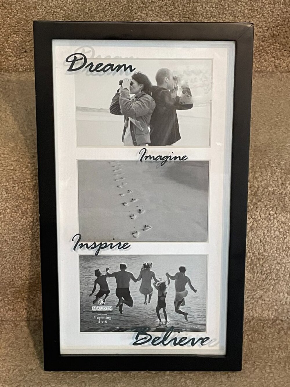 NWT Dream Inspire Believe Frame MALDEN Holds 3 4 x 6 pictures